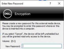 screenshot of Dell Encryption dialog box to enter a new password